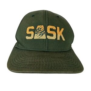 HARDPRSD Vintage Style Green SASK Snapback Hat Wheat Embroidery Adjustable Cap